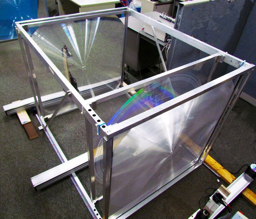 The optics of the telescope employs a set of Fresnel lenses (1 square meter) developed
